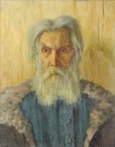 20th Century Russian School Portrait of an Elderly Man Oil on canvas Indistinctly signed lower