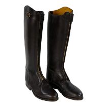 A pair of brown leather riding boots - size 44.