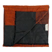 A Christian Dior scarf - russet brown with black square decoration.