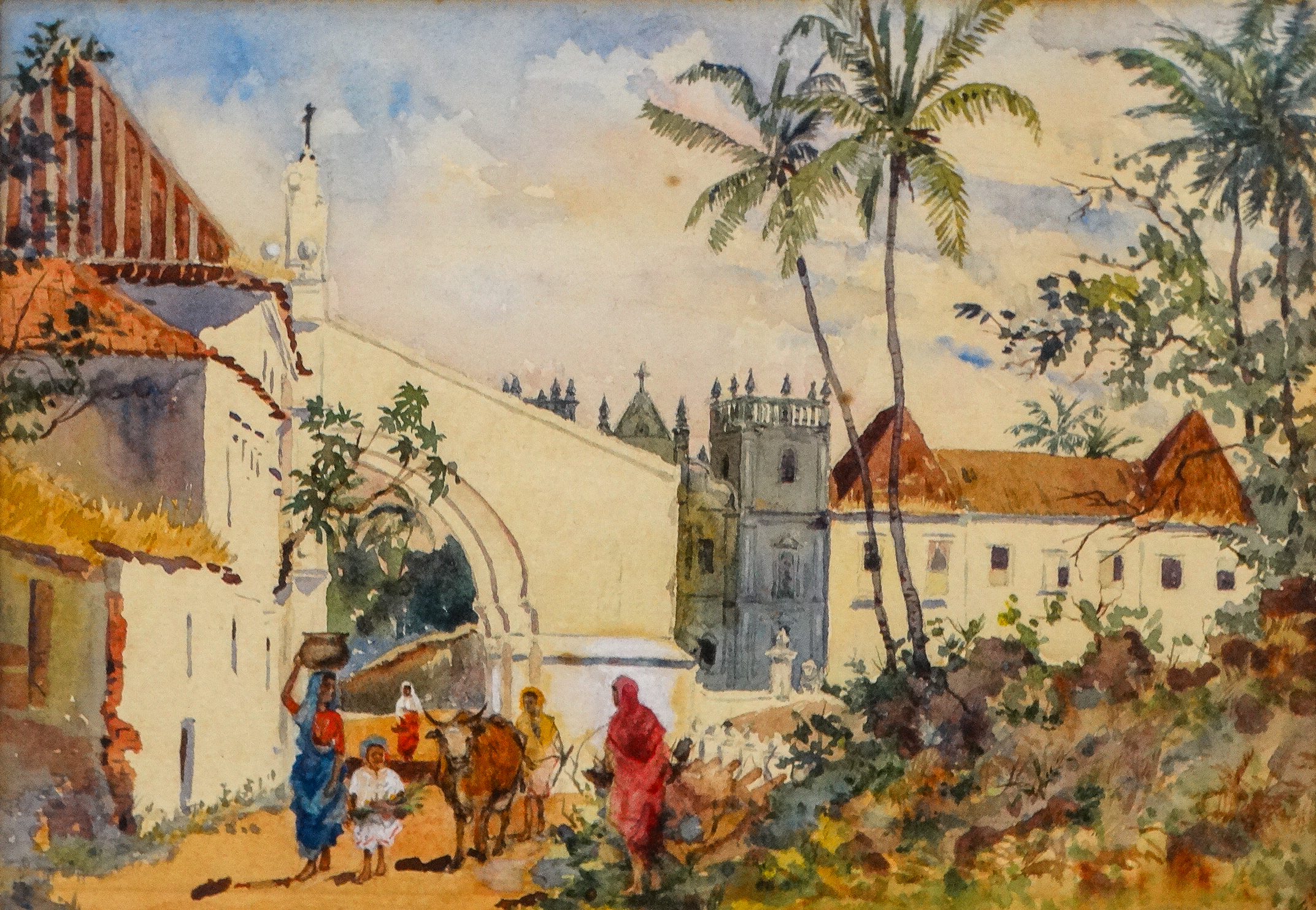 F. Y. S. (19th/20th Century Anglo Indian School) Busy Street Scene Watercolour Signed with - Image 2 of 9
