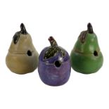 A Royal Doulton stoneware preserve pot - modelled in the form of a pear, height 13cm, together