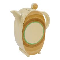 An Art Deco Wilkinson Ltd Bonjour pattern coffee pot - decorated with brown and green concentric