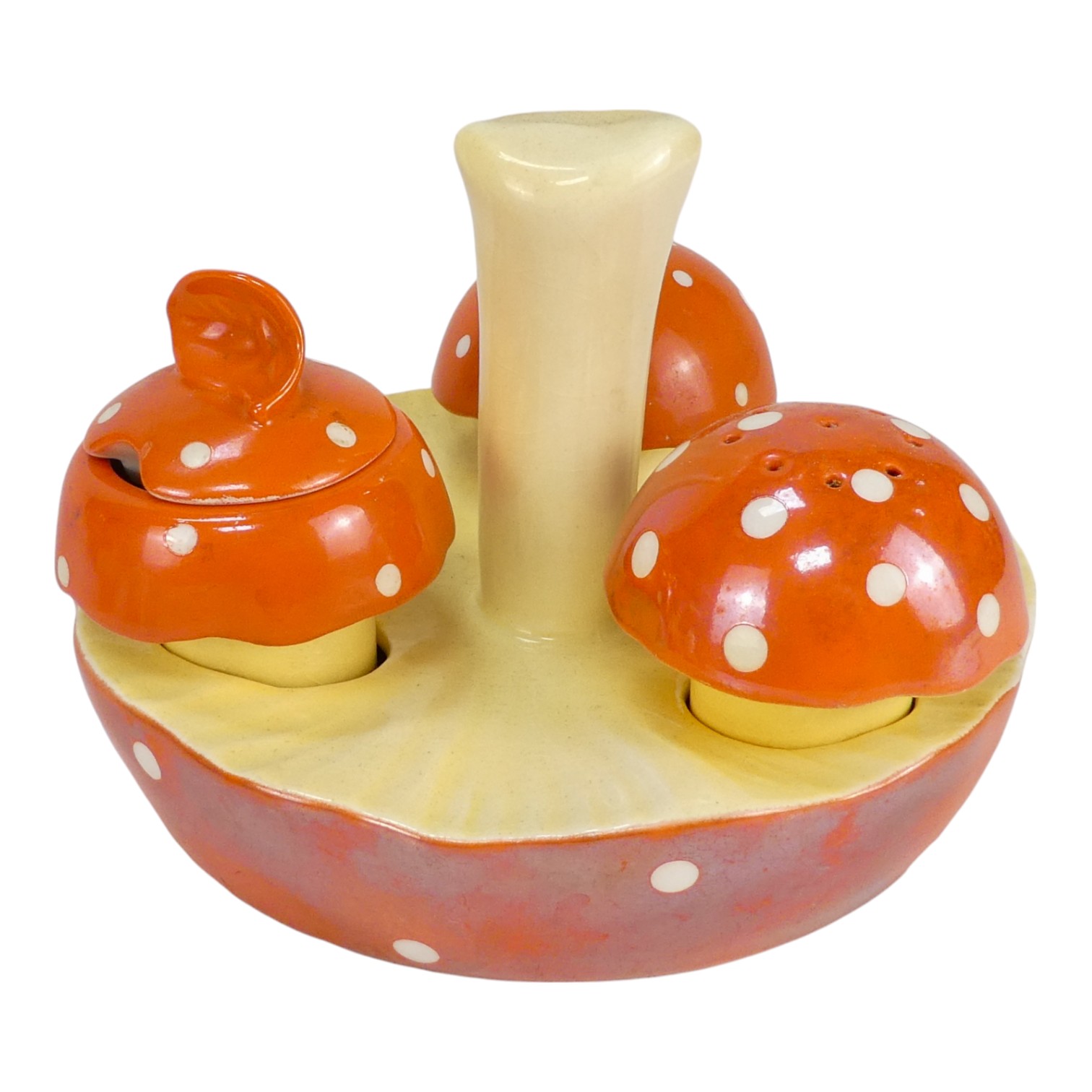 A Carlton Ware cruet set - modelled as a mushroom, together with another 'village' cruet set, a - Image 4 of 7