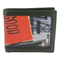 A Vivienne Westwood wallet - green leather with a printed panel.