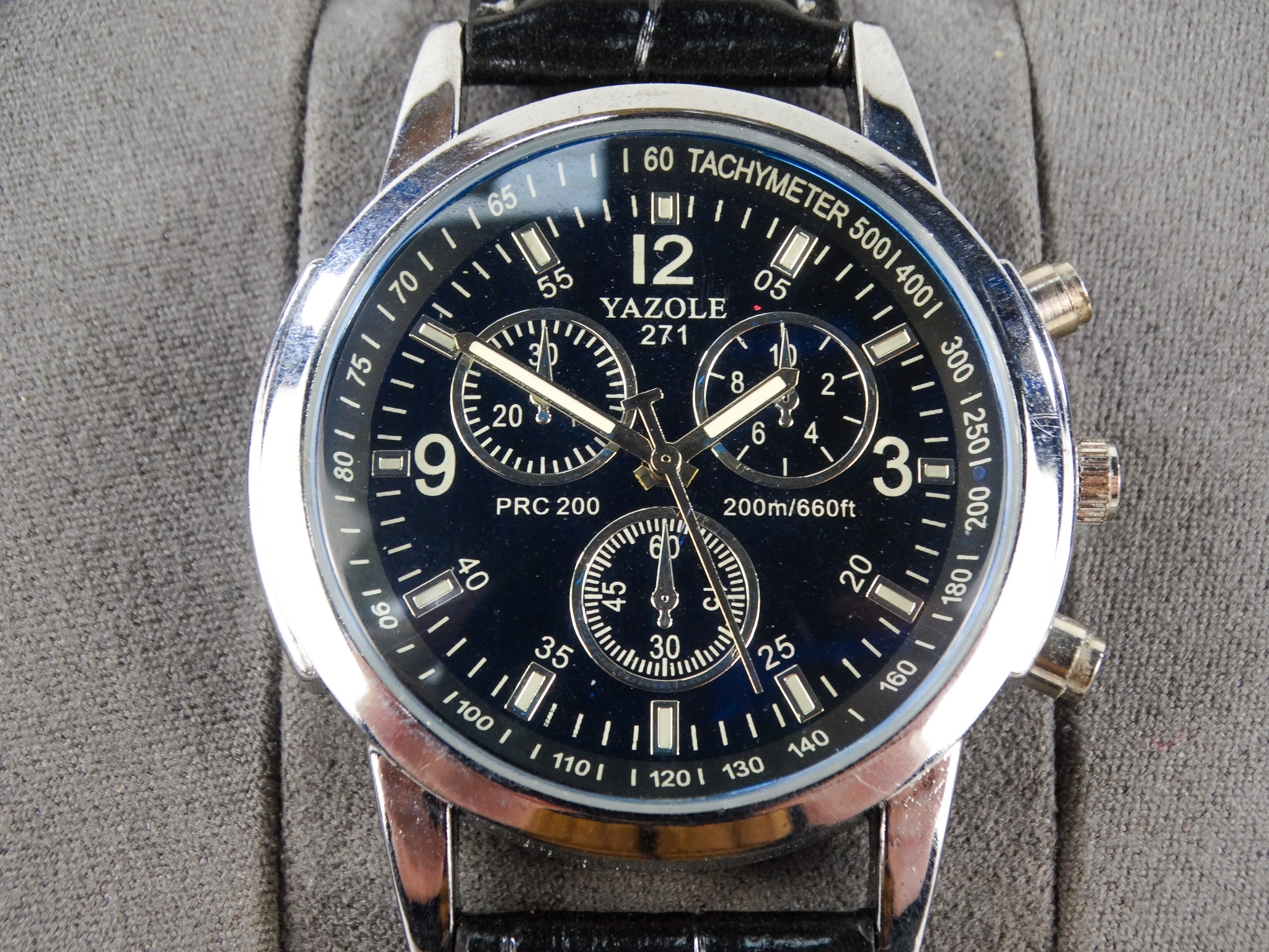 A Yazole stainless steel cased gentleman's wristwatch - the blue dial with subsidiary dials, with - Image 7 of 8