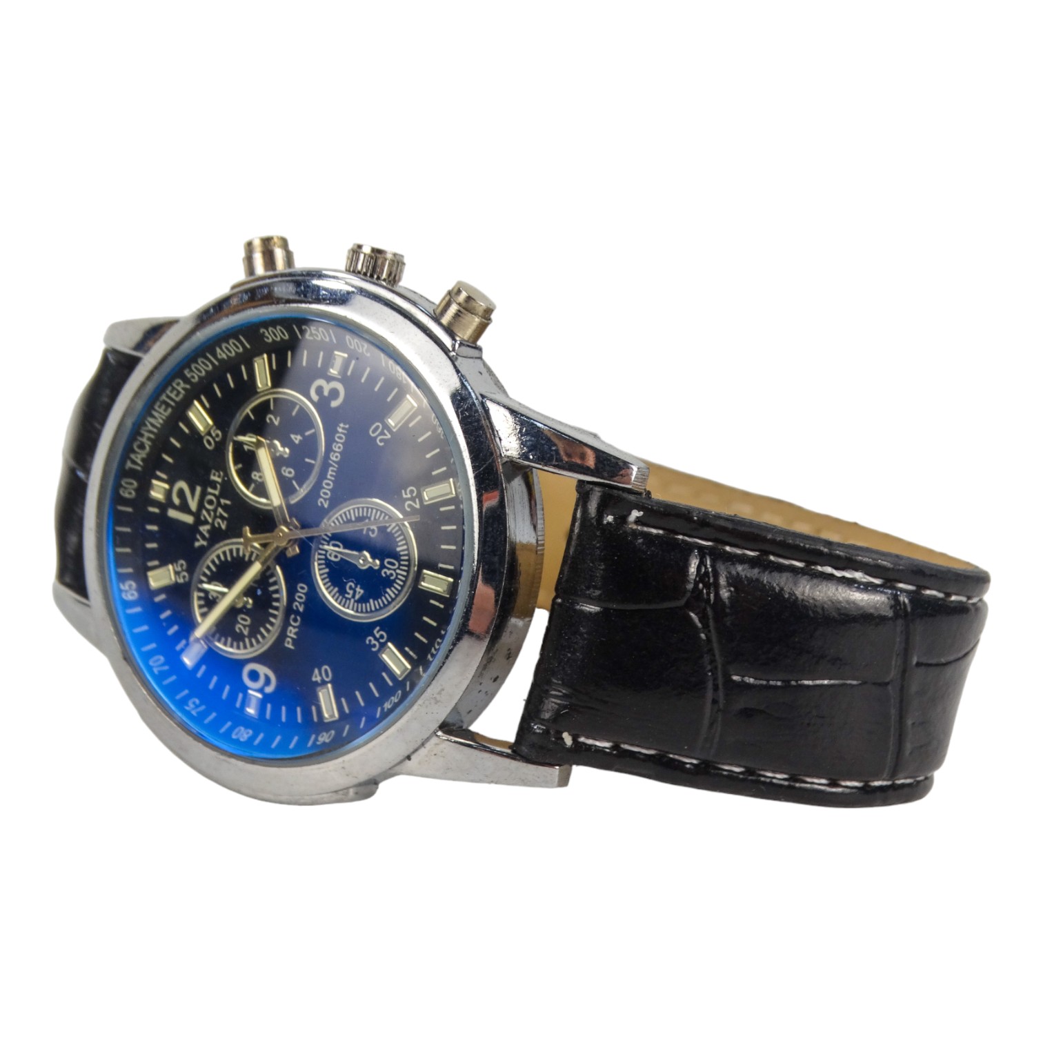 A Yazole stainless steel cased gentleman's wristwatch - the blue dial with subsidiary dials, with - Image 2 of 8