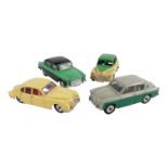 Dinky Toys, No. 159 Morris Oxford Saloon - two-tone cream and mid-green, with ridged hubs, smooth