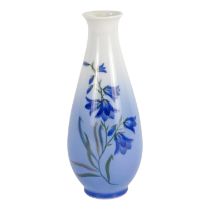 A Royal Copenhagen vase - of narrow baluster form decorated with bluebells, height 19cm.