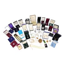 A quantity of costume jewellery - including some silver items.