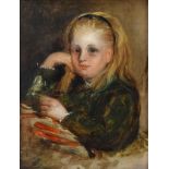 19th Century British School Portrait of a Young Girl Oil sketch on board Framed Picture size 21 x