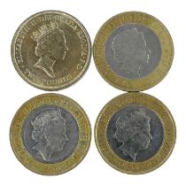Four commemorative £2 coins - 1986, 1999, 2007 and 2015.