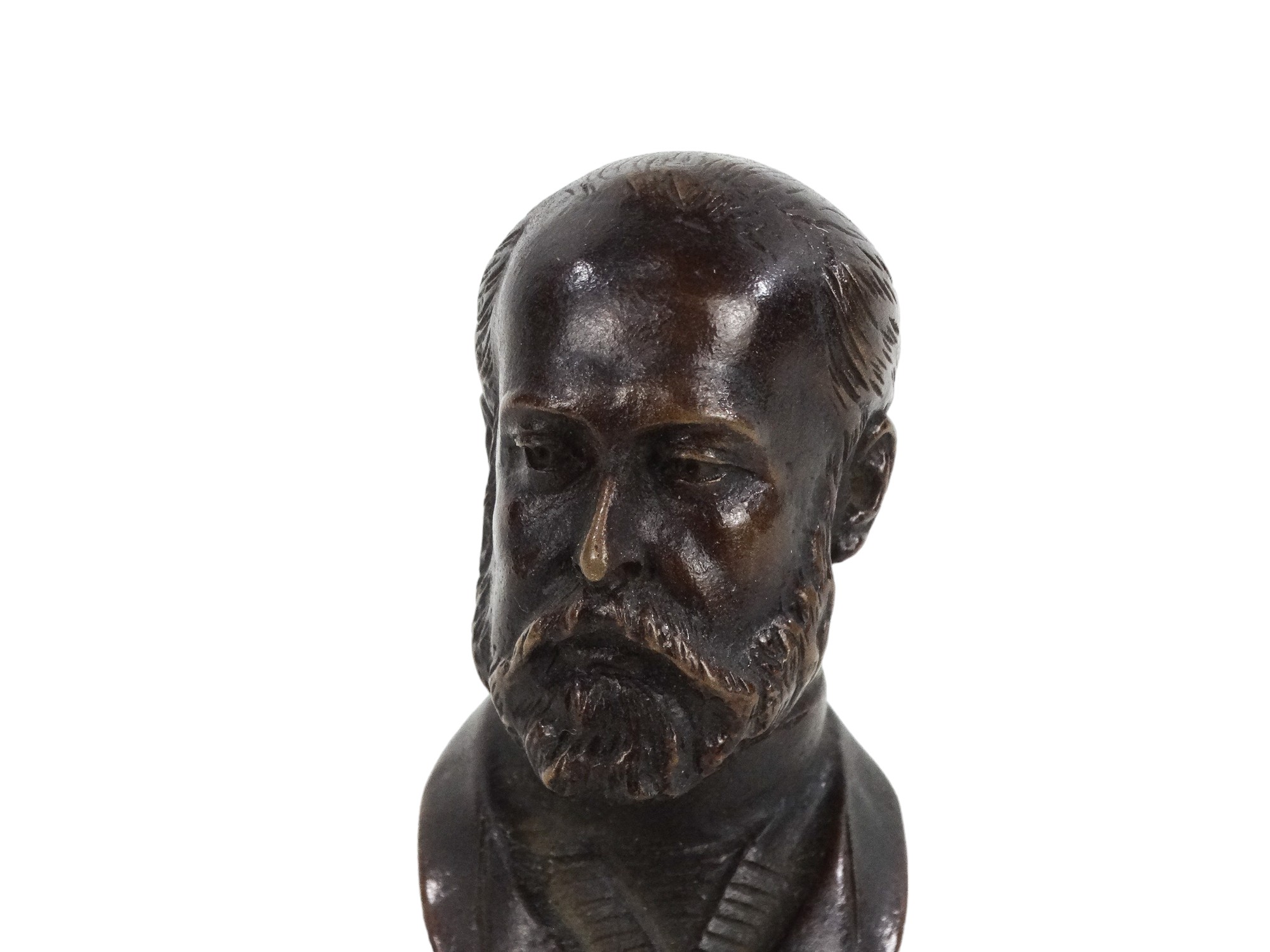 J P Darbier 19th/20th century bronze of an elegant gentleman - the bust raised on a white marble - Bild 2 aus 5