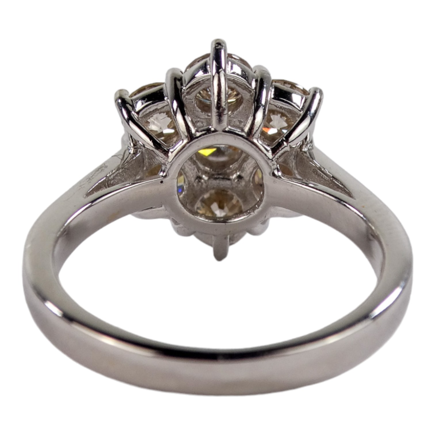 An 18ct white gold seven stone daisy style diamond ring - diamond weight 2.16ct, size O, with - Image 4 of 6