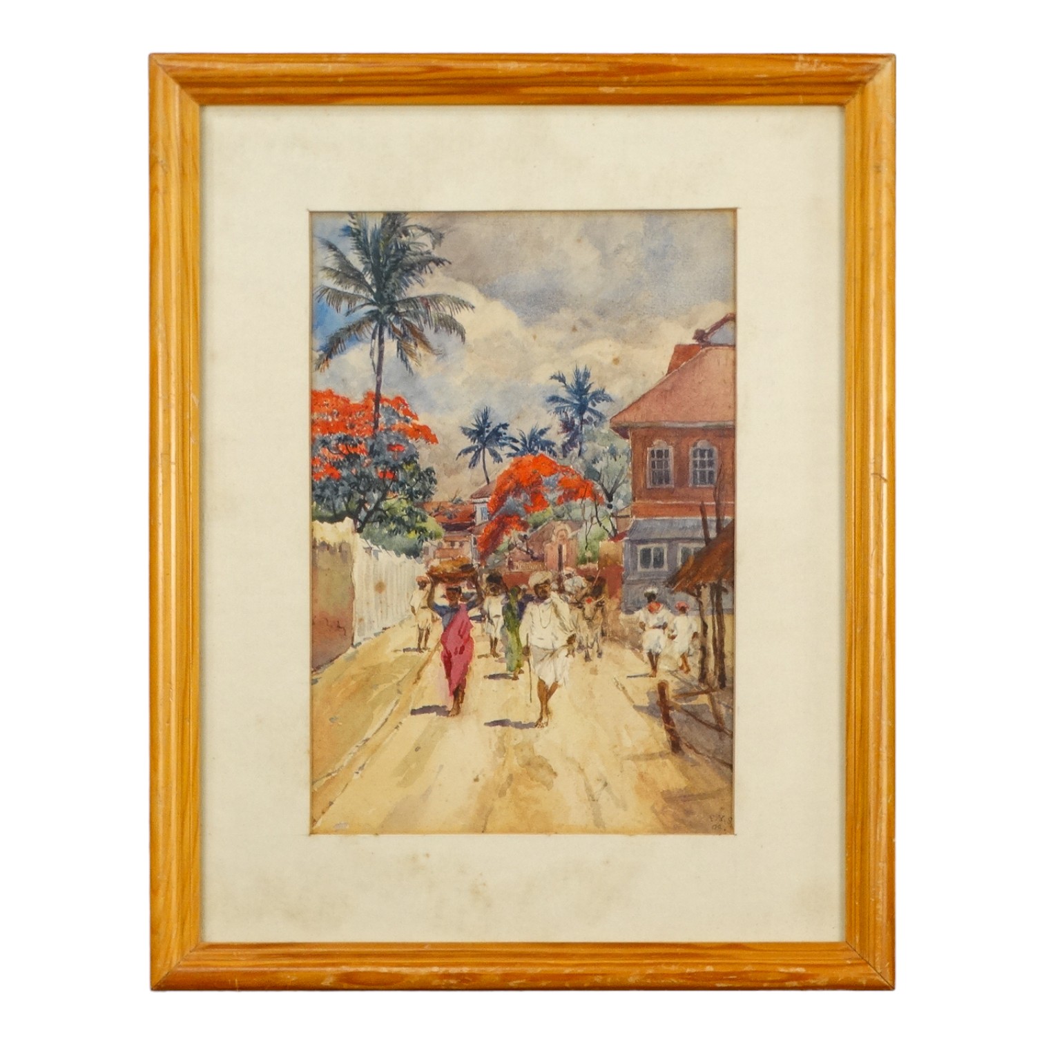 F. Y. S. (19th/20th Century Anglo Indian School) Busy Street Scene Watercolour Signed with - Image 7 of 9