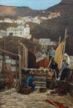 Edward Richard TAYLOR (British 1838-1911) Old Salts Pier Side Oil on canvas Signed lower centre