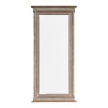 A 20th century rectangular wall mirror - with a limed finish, the plate flanked by spiral turned