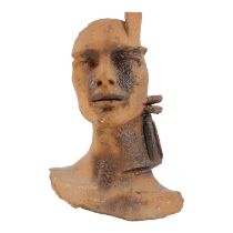 A contemporary Italian terracotta bust - showing the partial figure of a woman, impressed mark
