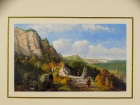 W P GEORGE (British 19th Century) Landside Nr. Bonchurch Isle of Wight Oil on paper Inscribed with