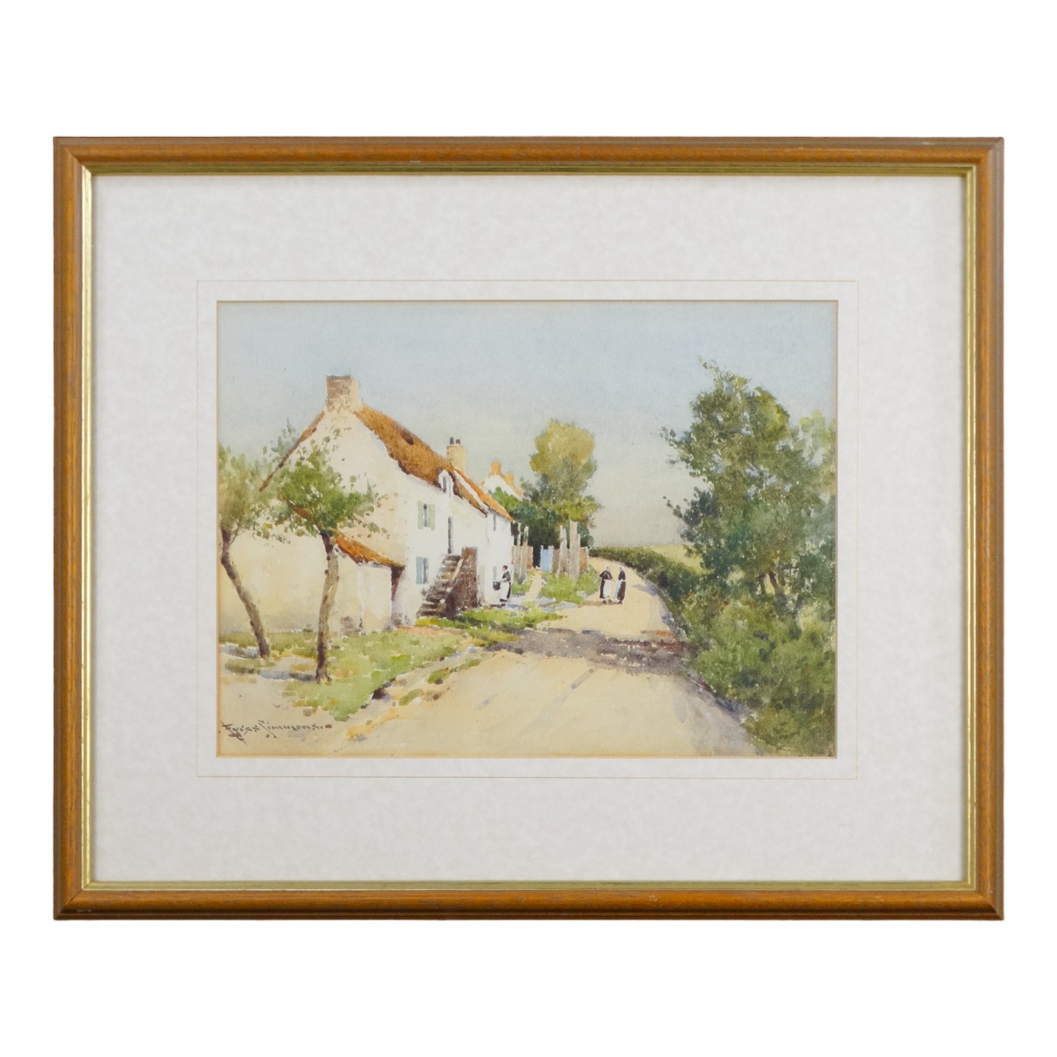 Charles Eyres SIMMONS (British 1872-1955) Figures On A Country Road Ruan Minor Watercolour Signed - Image 2 of 3