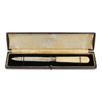 A silver paper knife - Sheffield 1909 - Frederick C Asman & Co, with an ivorine handle, boxed,