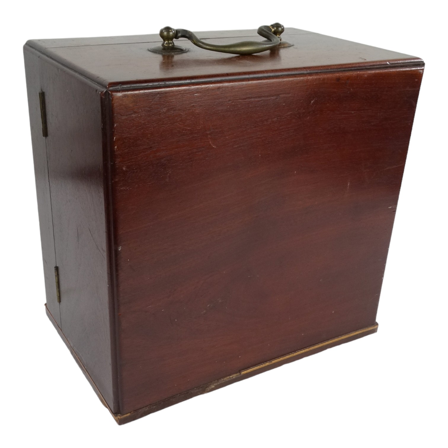 An early 19th century mahogany apothecary's chest - the top fitted with a bail handle, the double - Image 3 of 3