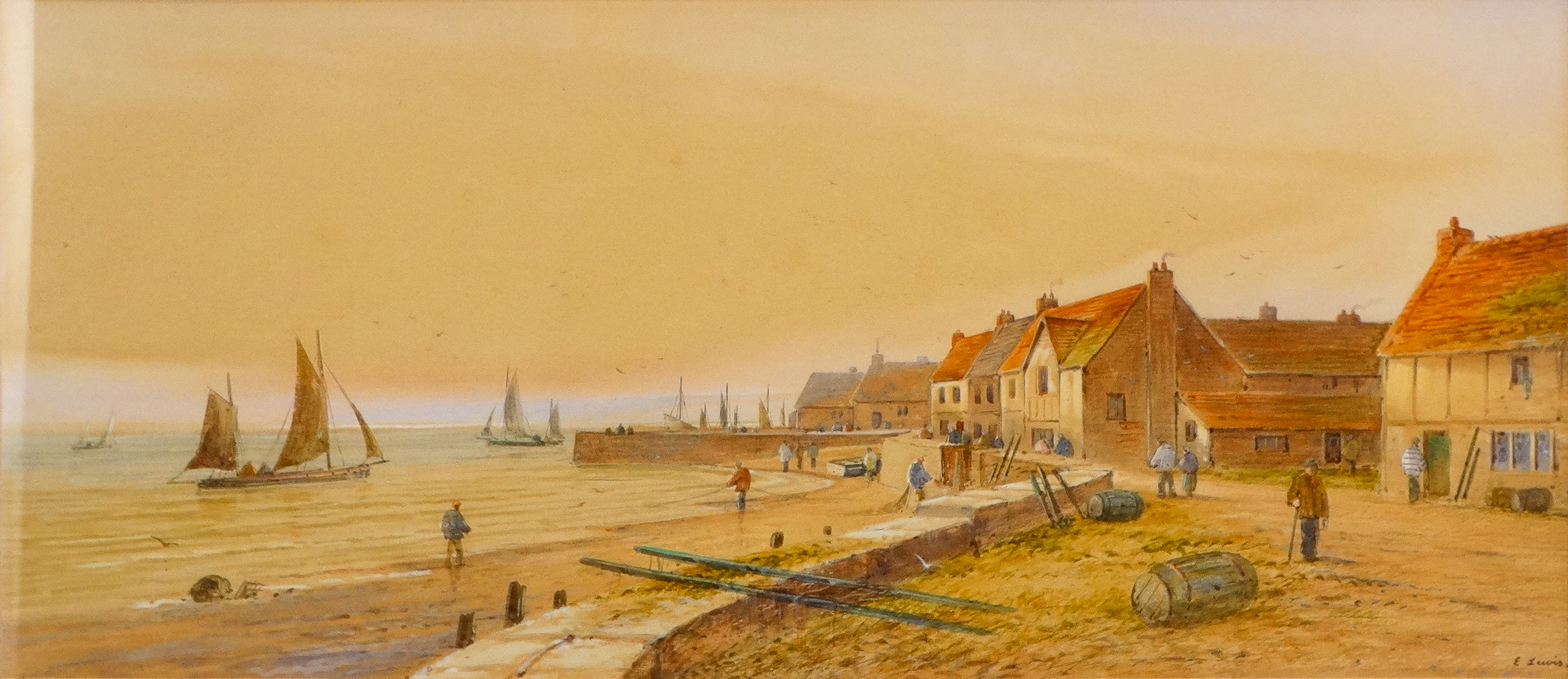 E. LEWIS (19th/20th Century) Rue Quai Henri IV Dieppe Watercolour Signed lower right, inscribed with - Image 5 of 8