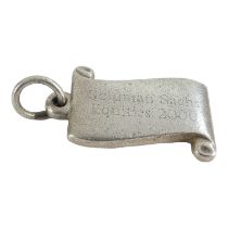 A Tiffany silver fob - in the form of a scroll, stamped and marked 925 verso, weight 7.2g.