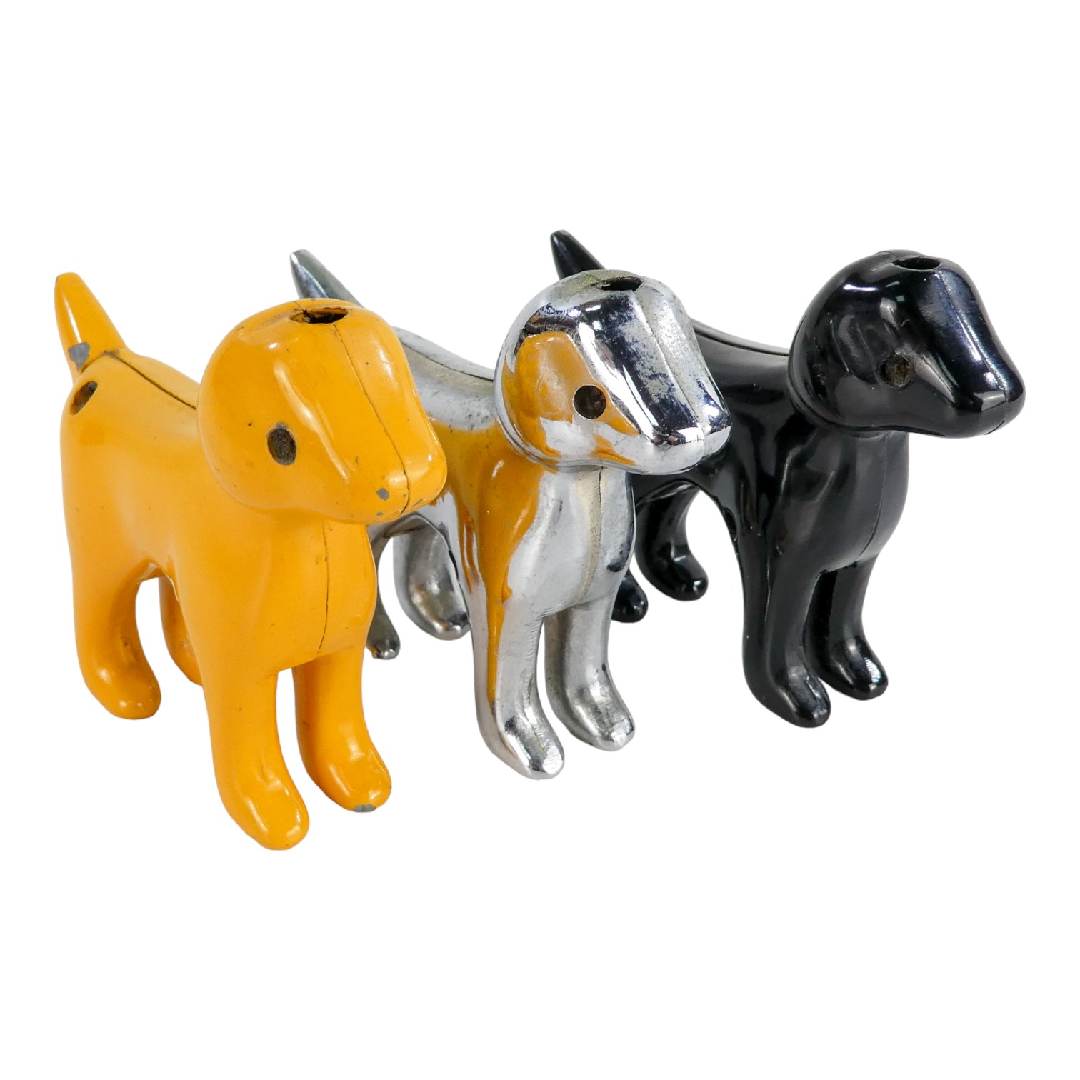 A 20th century table lighter in the form of a dog - chrome, height 6cm, together with two similar, - Image 3 of 3