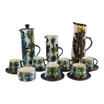 Maggie Fisher for Celtic Pottery coffee service - for six place settings, including cups, saucers,