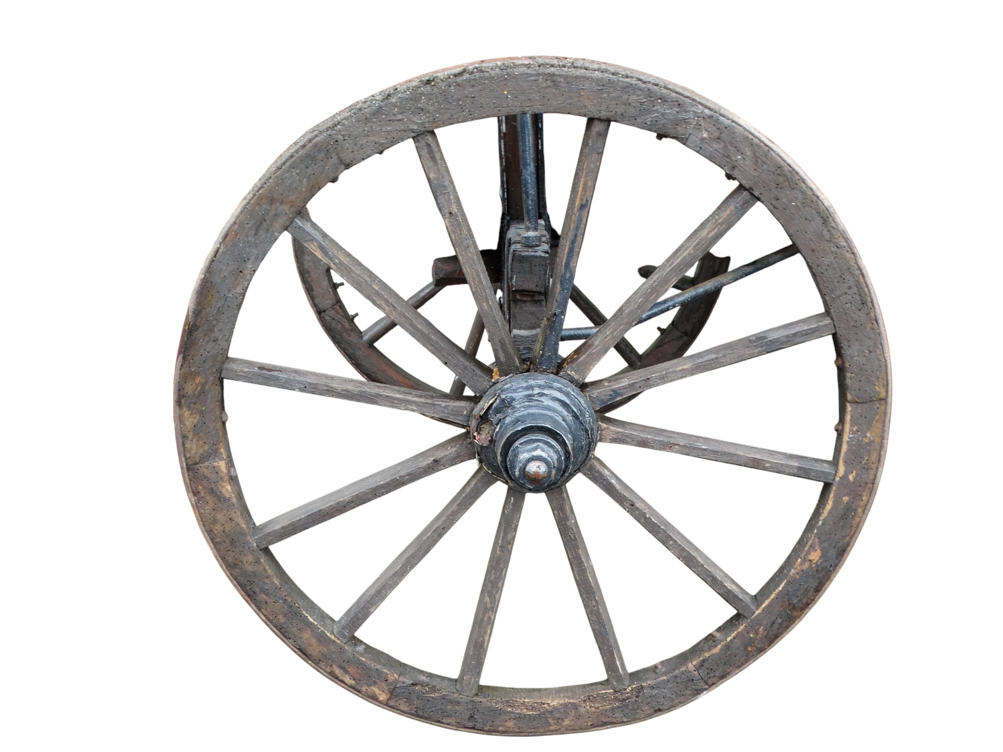 A late 19th century wooden wagon - the wooden wheels with iron rims and hubs, together with - Image 5 of 9