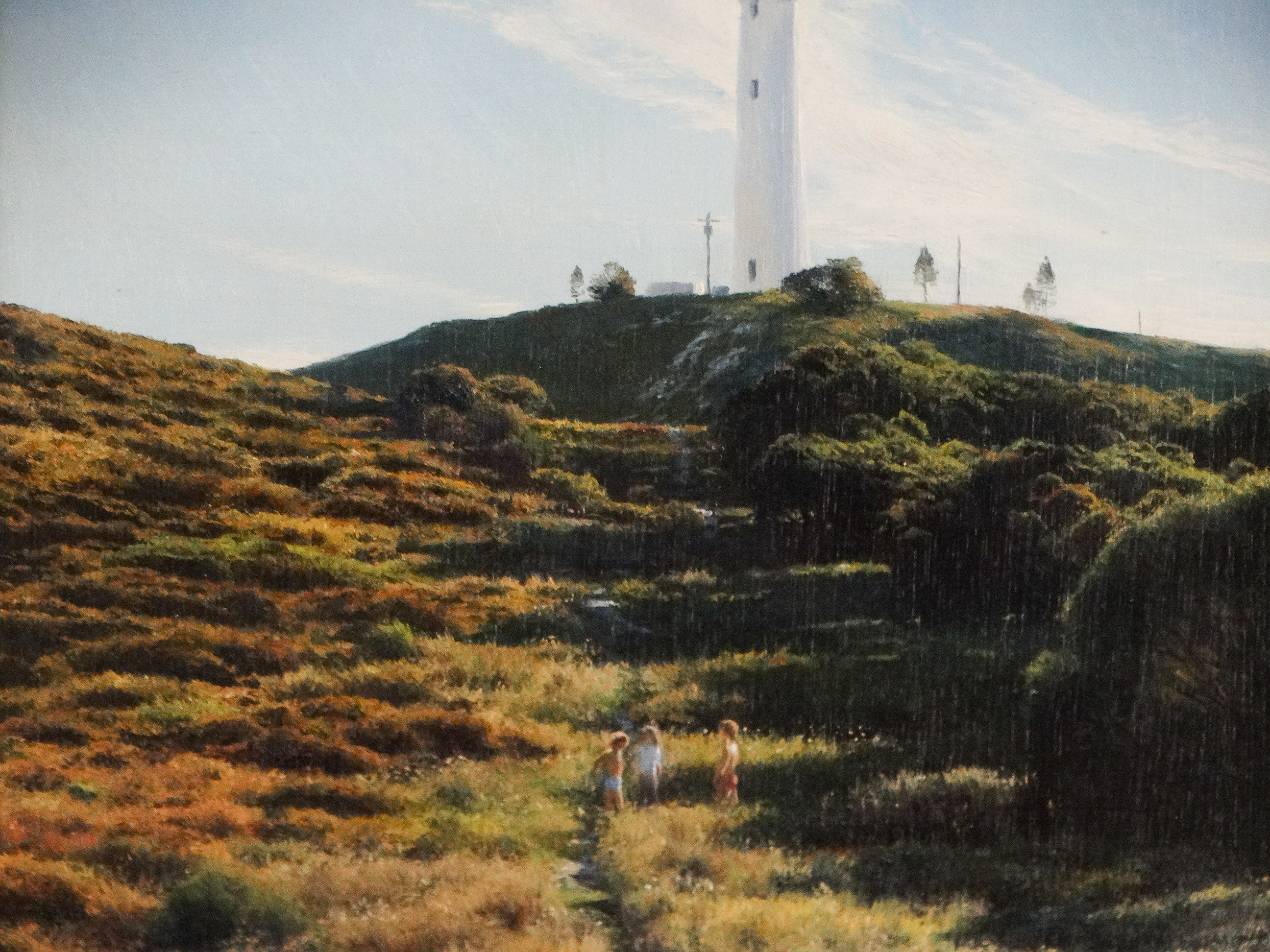 John Michael CHALLEN (1957-2011) Children On A Path Towards Rottnest Lighthouse Oil on board - Image 3 of 5