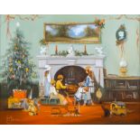 Les PARSONS (British b. 1945) Fireside at Christmas Oil on canvas Signed lower left Framed Picture