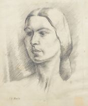 C. W. MOSS (British 20th Century) Portrait of a Woman Pencil on paper Signed and dated '38 Framed