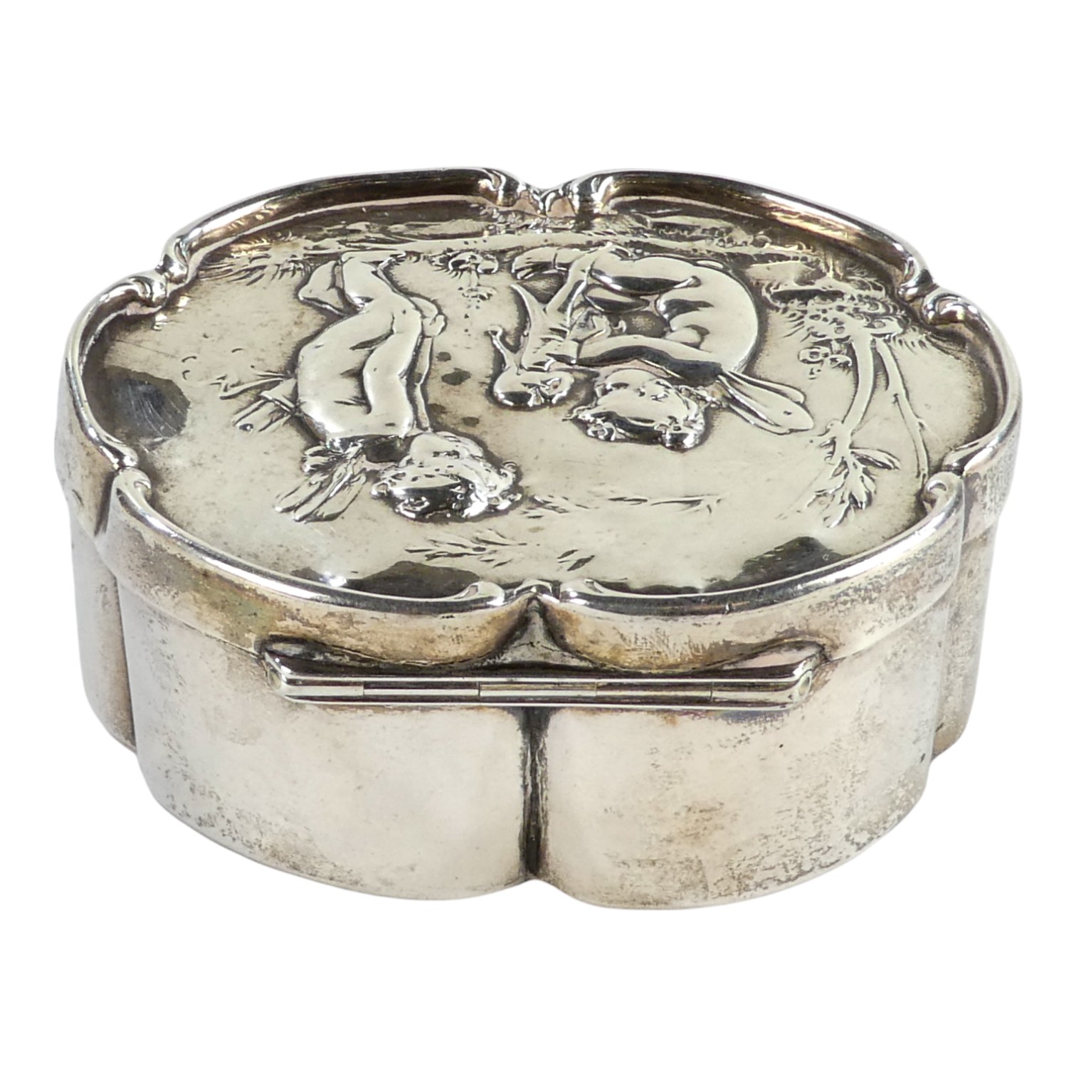 A silver box - Birmingham 1898, Deakin & Francis Ltd, of oval form, the repousse cover decorated - Image 4 of 7