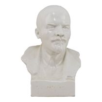 A blanc de chine figure of Lenin - bearing facsimile signature to square base and indistinctly