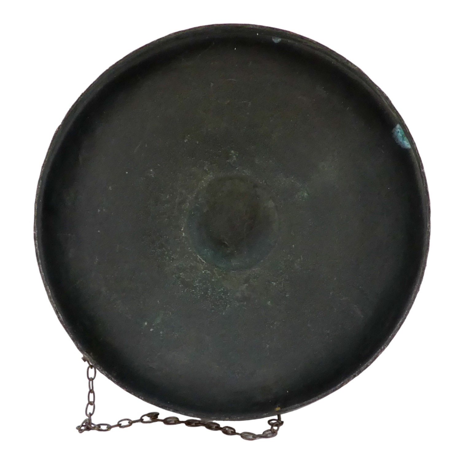 A 20th century oriental bronze gong - circular with domed centre and foliate or sun-burst - Image 2 of 3