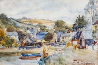 Sidney James BEER (British 1875-1952) Cornish Hamlet Watercolour Signed lower right, titled to