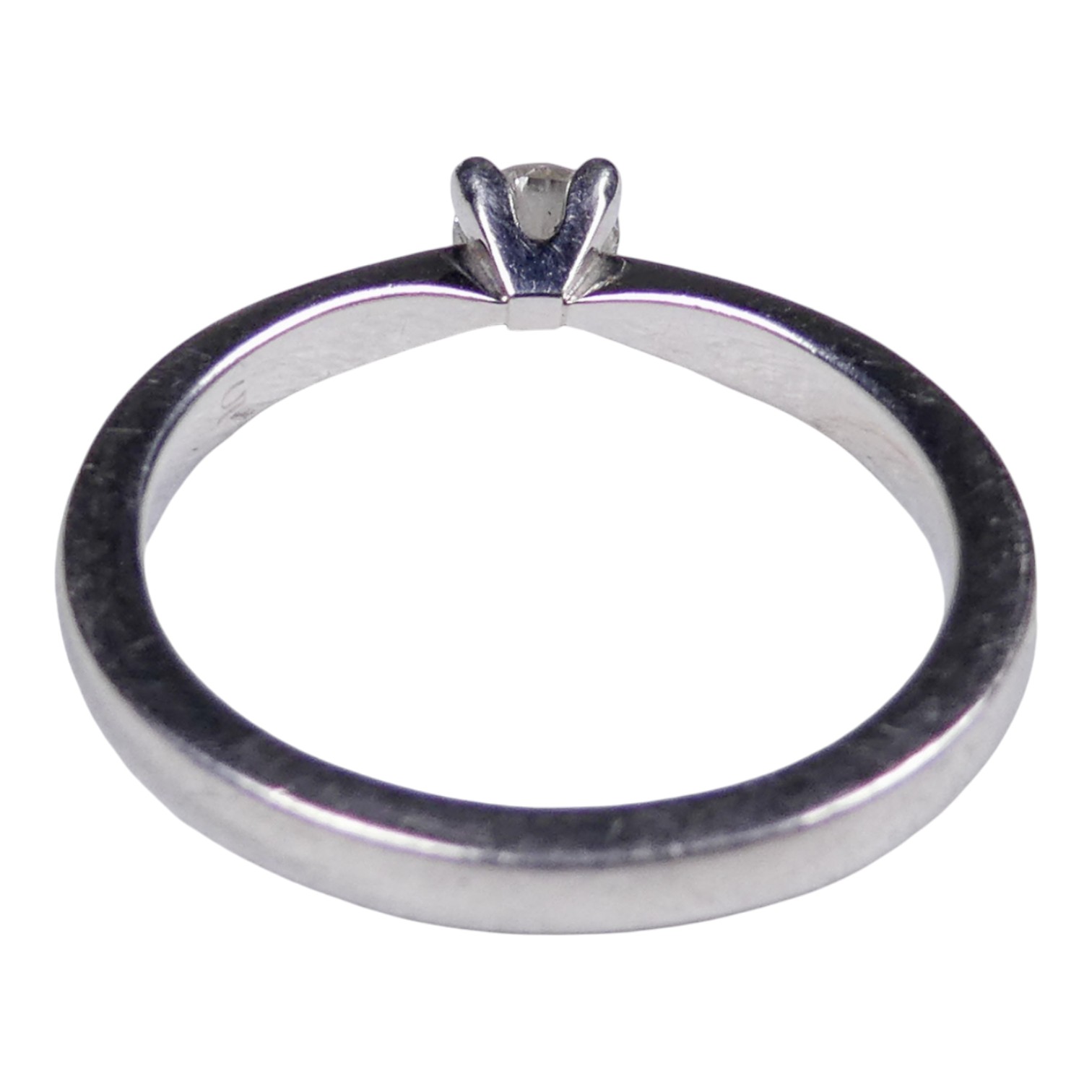 A platinum solitaire diamond ring - with claw setting, size M, weight 5.2g. - Image 2 of 2