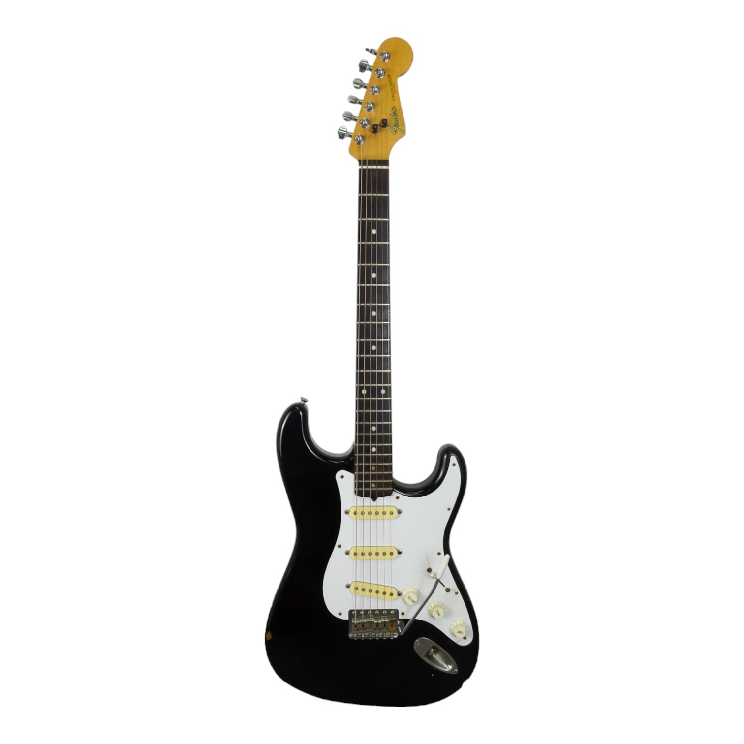A Squires Stratocaster guitar made in Japan by Fender - with maple neck and rosewood fretboard, with