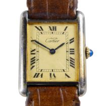 A ladies' vintage Must de Cartier tank wristwatch - with vermeil head, the square champagne finish