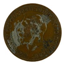 An interesting double headed halfpenny - George V to obverse and George VI to reverse.