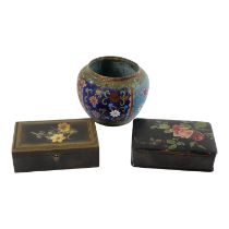 A late 19th century rosewood box - the lid inlaid with flowers within brass banding, width 9cm,