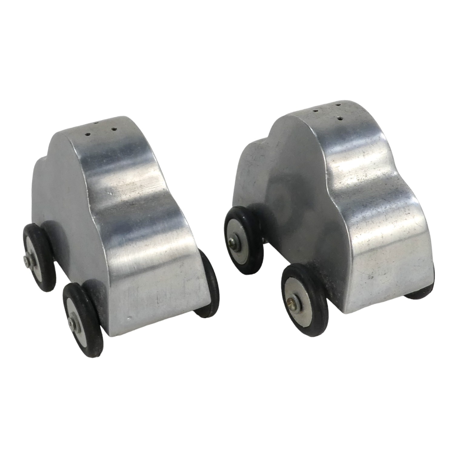 A pair of aluminium cruets - modelled in the form of a car. - Image 2 of 3