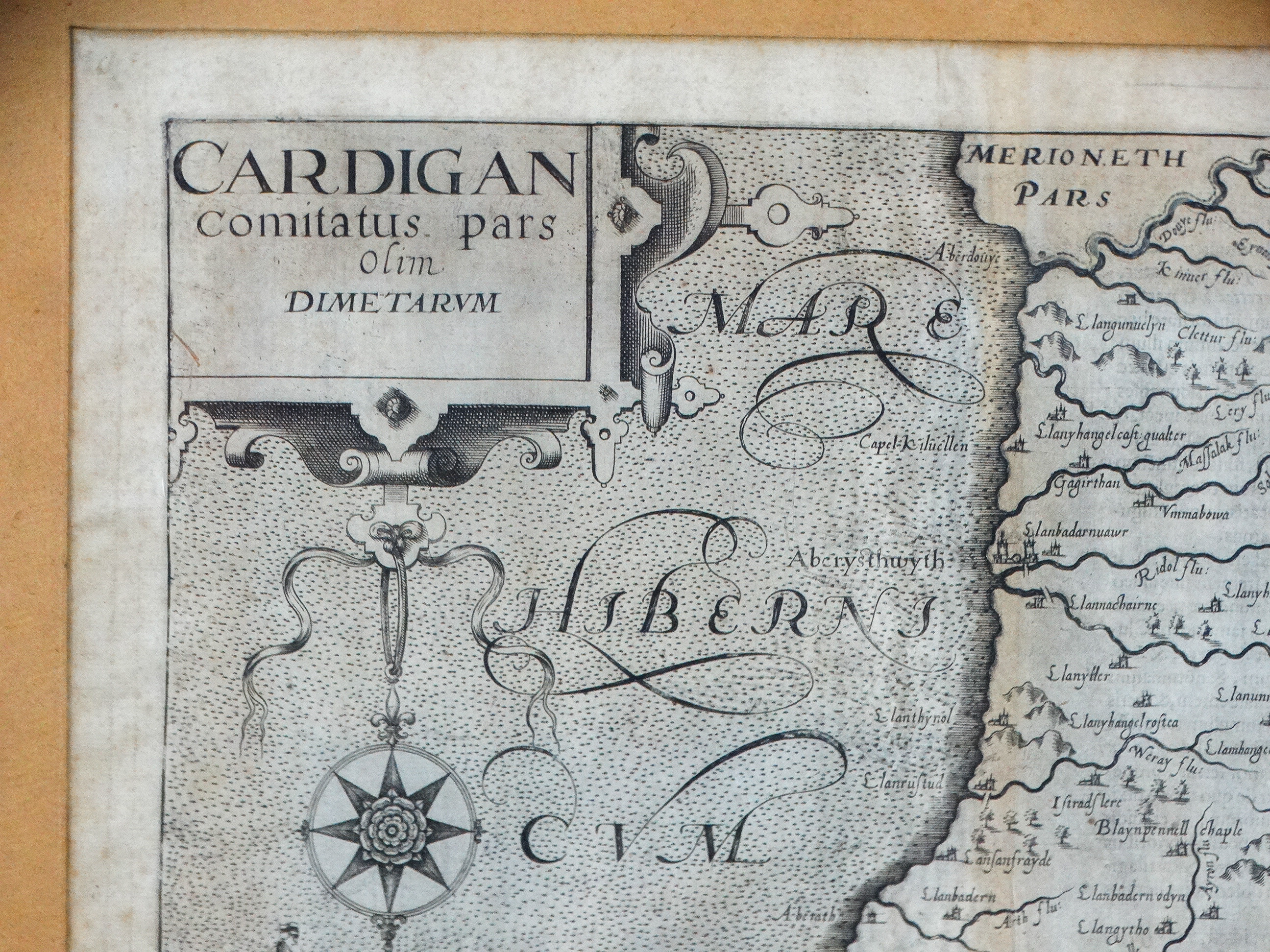 After Christopher Saxton, Map of Cardigan - a monochrome engraving, 23 x 32cm. - Bild 3 aus 4