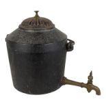 A 19th century cast iron Romany tea kettle - of circular tapering form, with iron loop handle and