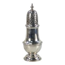A silver baluster shaped castor - London 1931, Birch & Gaydon, circular with a pierced and
