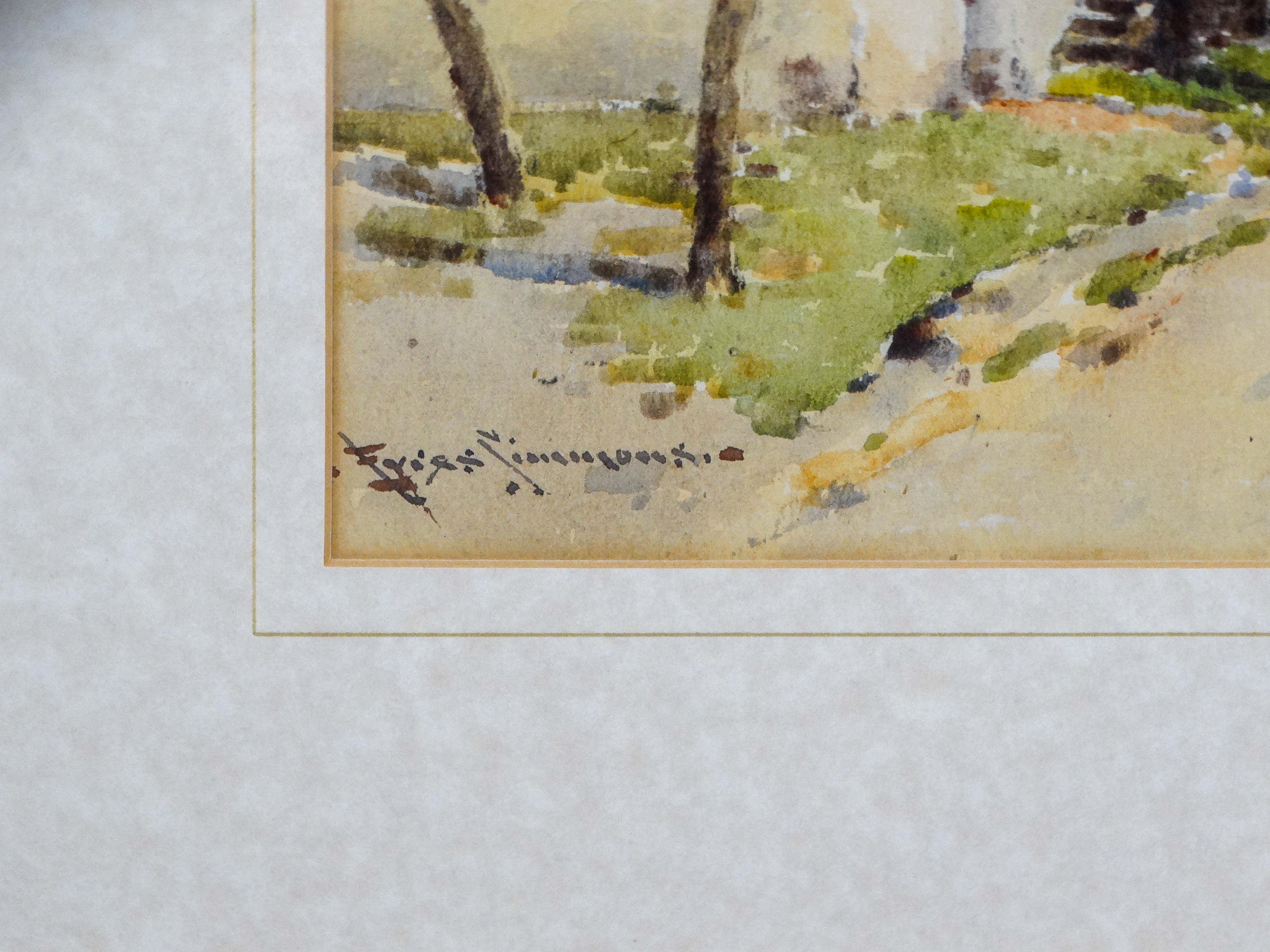 Charles Eyres SIMMONS (British 1872-1955) Figures On A Country Road Ruan Minor Watercolour Signed - Image 3 of 3