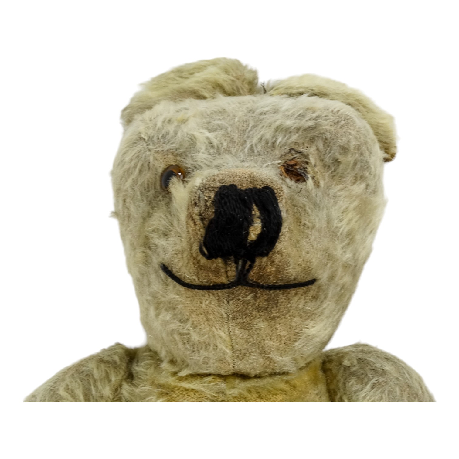An early 20th century teddy bear - gold plush with articulated limbs, pad paws, stitched features - Image 3 of 6