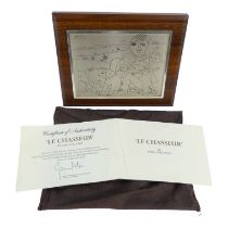 Pablo Picasso 1881-1973 'Le Chasseur' - etched sterling silver limited edition plaque bearing