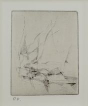# John WELLS (British 1907-2000) Untitled abstract Dry point etching Inscribed P.P. (printer's